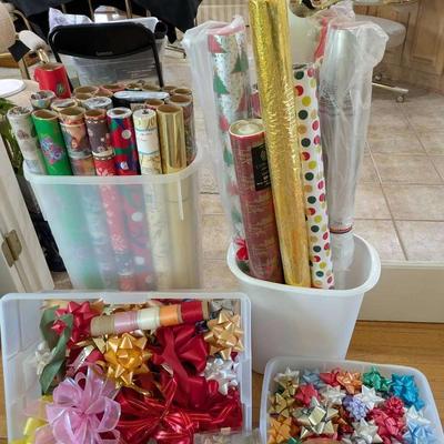 Holiday Wrapping Paper & Gift Bows with Storage Bin
