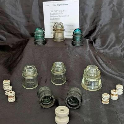 Vintage Glass & Ceramic Telephone Wire Insulators