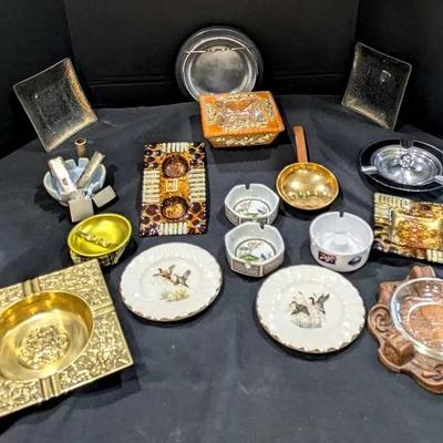 Vintage Ashtrays, Lighter & Covers – 16 Piece Set