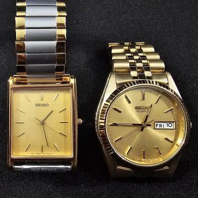 Two Seiko Quartz Watches – Gold Tone & Two-Tone