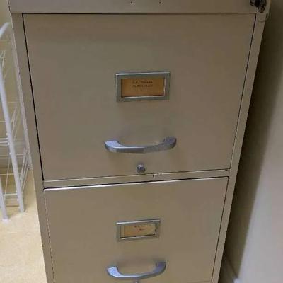 Deep 2-Drawer Metal File Cabinet with Key