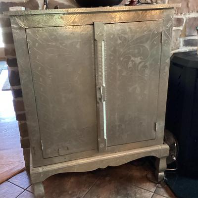 Silvertone Wrapped Wood Cabinet
