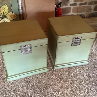 Pair Of Green Pier 1 Storage Tables (2)