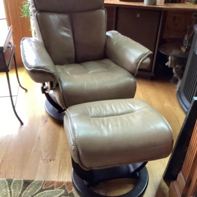 Leather Look Chair & Ottoman