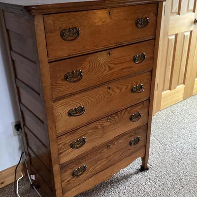Antique Oak Five Drawer Chest