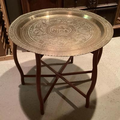 Brass Round Table Top With Wooden Base