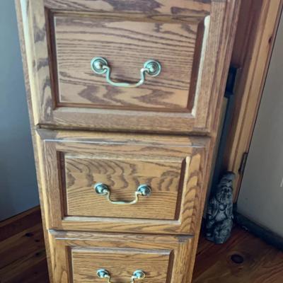 Three Drawer Oak Filing Cabinet