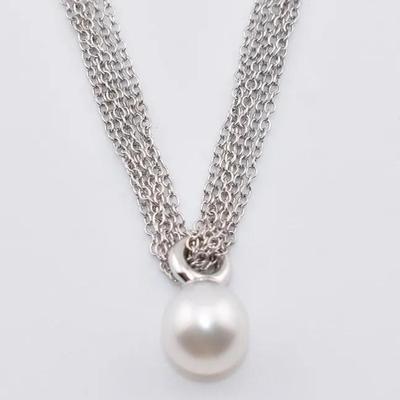 Tiffany & Co - Sterling Silver 10mm Pearl Multi Strand Necklace