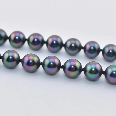 Sterling Silver 7mm Black Pearl Strand Necklace