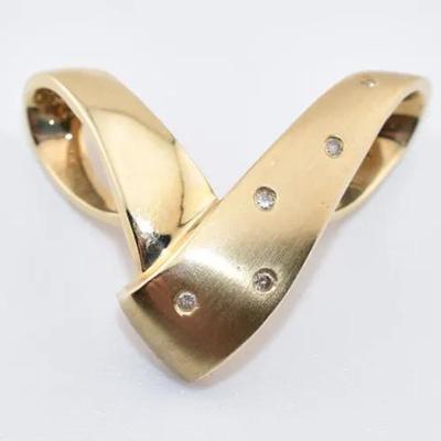 14k Yellow Gold Retro Modernist Diamond Pendant