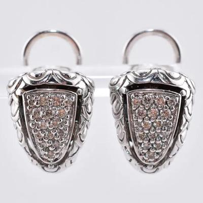 John Hardy - Naga Sterling Silver Pavé Diamond Earrings