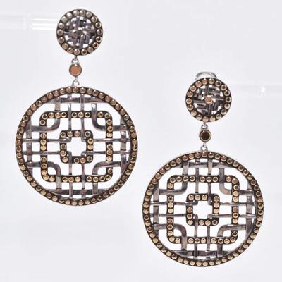 John Hardy - Sterling Silver & 18k Yellow Gold Dot Disc Dangle Earrings