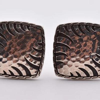 John Hardy - Paul Macan Hammered Sterling Silver Square Earrings