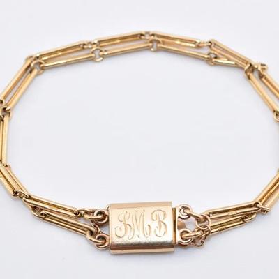 Antique Victorian 18k Yellow Gold Monogrammed Bracelet - Circa 1890
