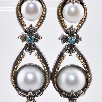 Konstantino - Sterling Silver & 18k Yellow Gold Pearl Dangle Earrings