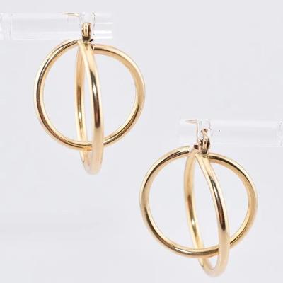 14k Yellow Gold Interlocking Closed Hoop Earrings
