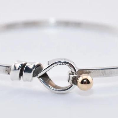 Tiffany & Co - Sterling Silver & 14k Yellow Gold Hook & Loop Bracelet