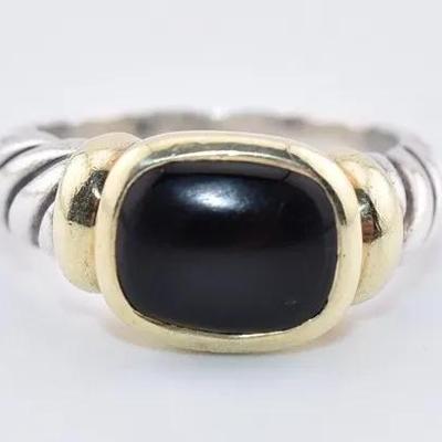 David Yurman - Noblesse Sterling Silver & 14k Yellow Gold Onyx Ring