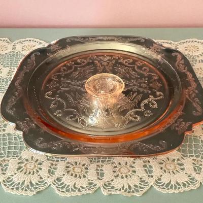 Vintage Pink Depression Cake Stand