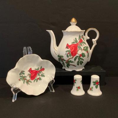 Leftin China Cardinal Tea Pot & More