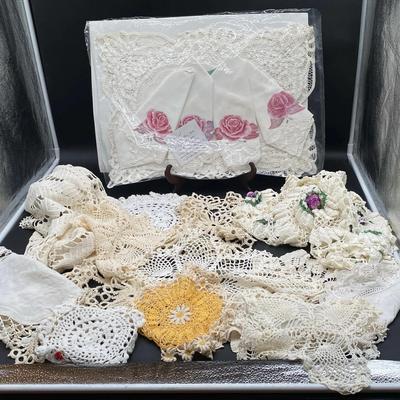 Crocheted Doilies & Lace Table Setting 