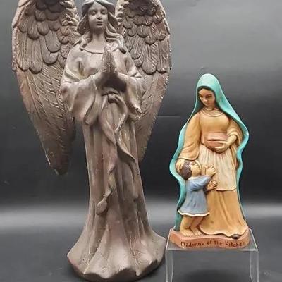 Tall Angel and "Madonna of the Kitchen" Statues 