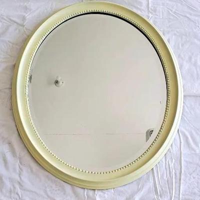 Yellow Framed Oval Mirror 
