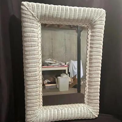 White Wicker Framed Mirror
