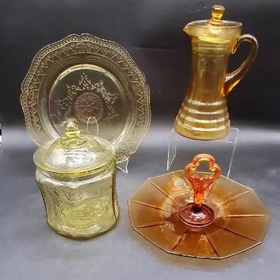 Vintage Amber and Yellow Glassware