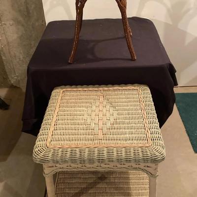 (2) Wicker Tables and Decorative Candle Wreath 