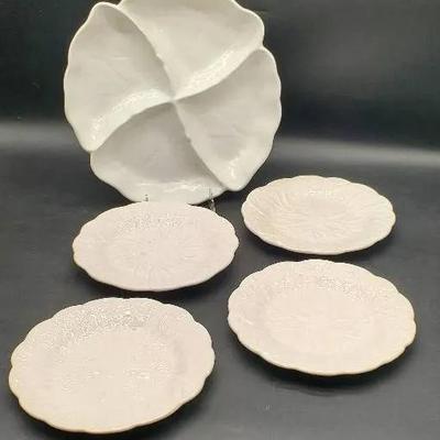 White Cabbage Leaf Stoneware Pieces