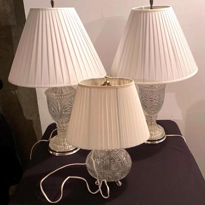 (3) Cut Glass Table Lamps