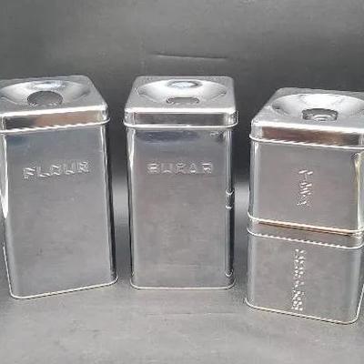 (4) Piece Vintage Beautyware Chrome Canister Set