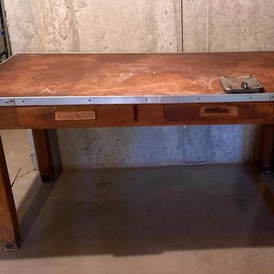 Work Table with Vise and (2) Drawers