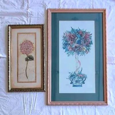 (2) Framed Floral Pieces