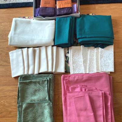 Assorted Colorful Tablecloths & Napkins