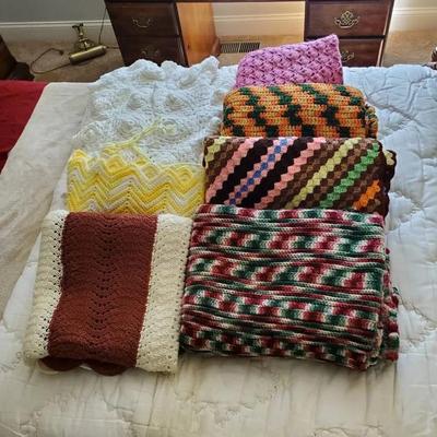 (7) Colorful Handmade Afghans 