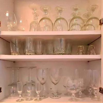 (3) Shelves of Cocktail and Wine Glasses