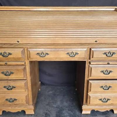 Ct600v vintage wooden roll top desk