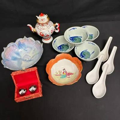 Ct677 russian teapot asian bowls & chinese baodibg balls