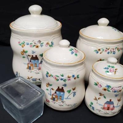 Ct625 vintage canisters and refrigerator box