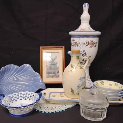 Ct675 blue floral sea sea decor lot