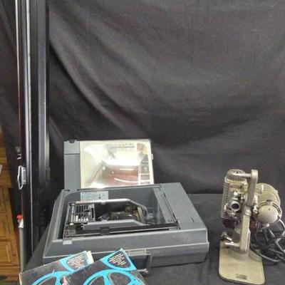 Ct617 vintage overhead projectors and projection screen
