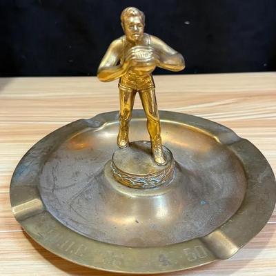 1950s basketball trophy ash tray combo