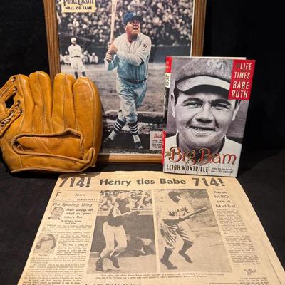1940 s pete reiser macgregor glove & babe ruth collectibles