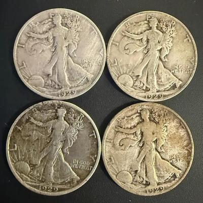 1929 walking liberty half dollar coins
