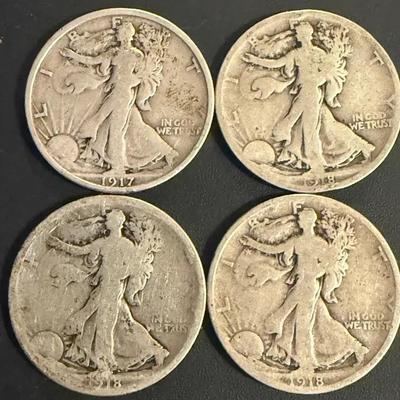 1917 1918 walking liberty half dollar coins