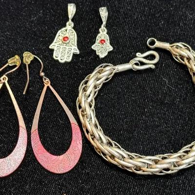Silver braided bracelet other pieces