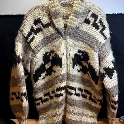 Cowichan indian knit zip sweater