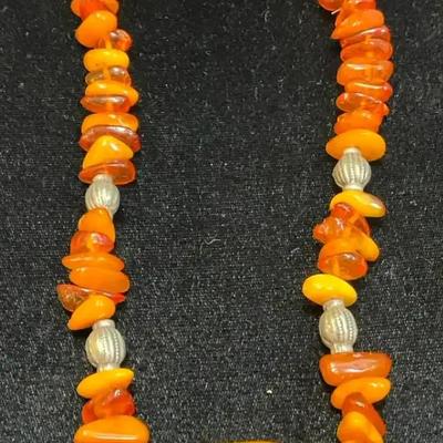 Amber necklace with large center bead